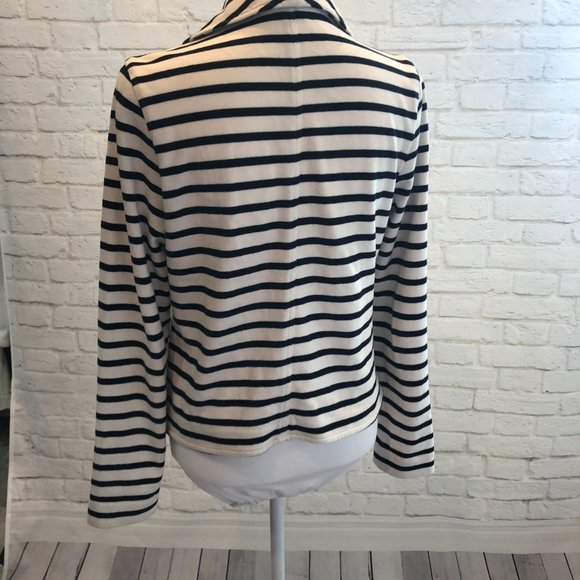 Gap Striped Cotton Moto Knit Jacket, Size M - Picture 6 of 9